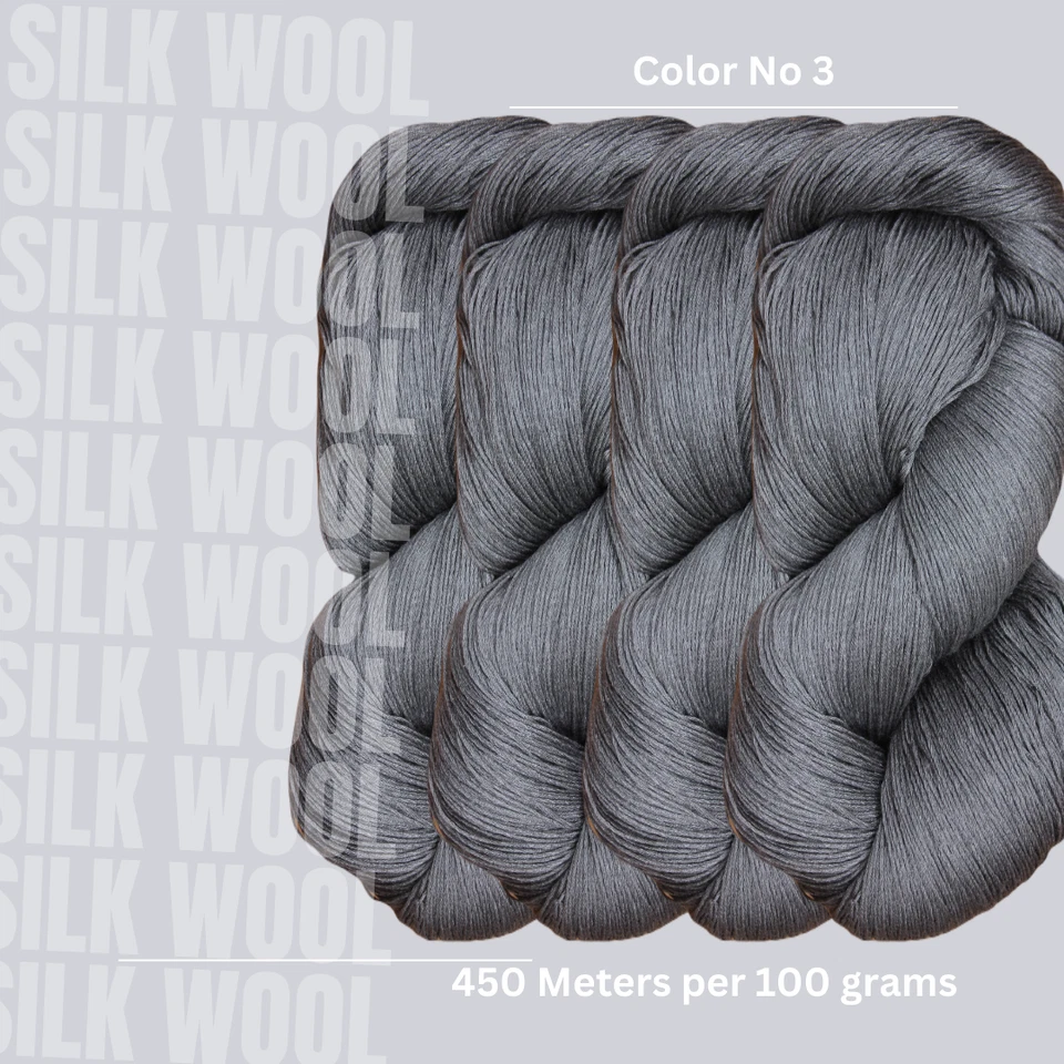 3 x 100 gramos Hank of Silk (45,4%) lana (54,6%) hilo - hilo de peso para dedos - 01 Foto 1 de 1