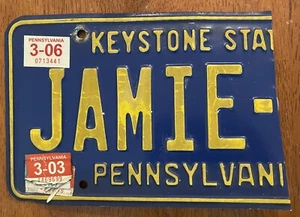 Vintage Pennsylvania Vanity License Plate “Jamie” Keystone State 2003-2006* - Picture 1 of 2