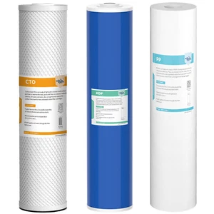 3 Stage 20"x4.5" Sediment KDF Carbon Water Softener Filter Whole House Cartridge - Picture 1 of 19