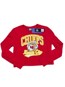 NWT NFL Kansas City Chiefs Women's Crop Top T-Shirt Red Long Sleeve Size Large - Picture 1 of 7