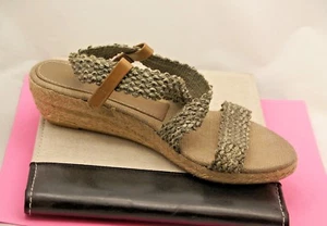 Jean-Michel Cazabat Metallic Cross Strap Wedges - Size 6 M - Smoke - Pre Owned - Picture 1 of 4