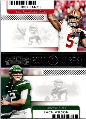 2021 Panini Contenders Football Round 1 Numbers Zach Wilson Trey Lance NFL Cards - Image 1 of 2