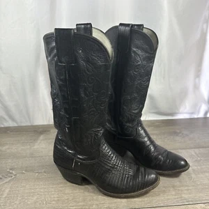 Olathe Mens Size 8D  15” Tall Black Cowboy Boots Used  - Picture 1 of 13