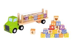 NEW Tooky Toy Wooden Alphabet & Number Block Truck