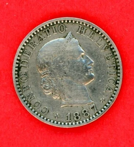SWITZERLAND 20 RAPPEN 1887 KM # 29 VF. - Picture 1 of 2