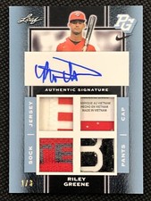 2018 Riley Greene Leaf Metal Perfect Game All-American Patch Auto Platinum 1/3