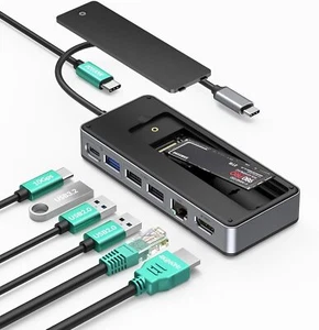 GM28PR M.2 NVMe SSD Docking Station 10Gbps Multi Ports USB-C Hub 100W HDMI 4K - Picture 1 of 9