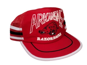 NEW NOS Rare Arkansas Razorbacks 3 Stripe VTG 1970s 1980s Trucker Snapback Hat - Picture 1 of 9