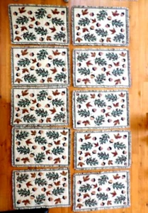 10 Pine Cones Oak Leaves Fall Autumn Placemats 19" X 13" Fringe Thick NICE !!!! - Picture 1 of 9