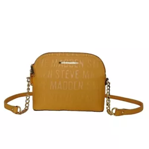 Steve Madden Bag Yellow Crossbody Gold-tone Trim Pockets Zipper Logo BMARYLIN - Picture 1 of 9