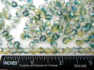 300 cuentas de vidrio checo Preciosa pulido al fuego 6 mm cristal brillo oceánico, sueltas Foto 1 de 4