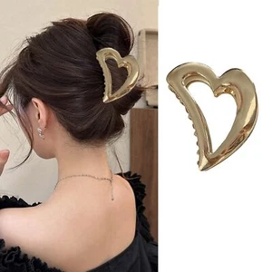 Valentine's Day Hair Clip Gold Heart Claw Clips for Women Gilrs Metal Hair Cl... - Picture 1 of 9