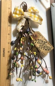 DLCC~Spring Easter 8”-9” swag pastel pip berry THINK SPRING homespun bow prim - Picture 1 of 3