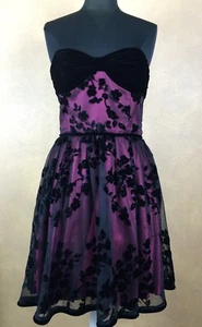 Abito da cocktail Betsey Johnson nero floreale velluto burnout raso finiture 8 - Foto 1 di 11