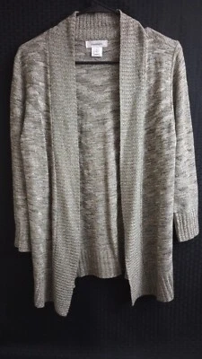 Dress Barn Sweater Open Cardigan Womens Large Green/Gray Long Sleeve - Изображение 1 из 4