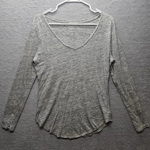 Old Navy Women Sz M Everywear Wide V-Neck Long-Sleeve T-shirt Gray - Picture 1 of 9
