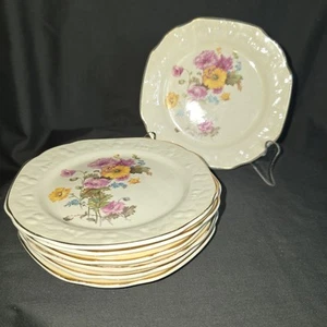 7er Set Speisekammer Backgeschirr #1238 Crooksville Blumen Brot/Butter Teller 1930er - Bild 1 von 10