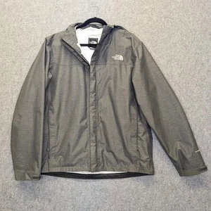 The North Face Men’s Large Gray Black HyVent 2.5L Hooded Rain Hiking Jacket Zip - Picture 1 of 11