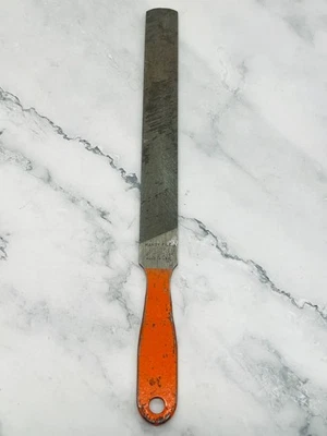 Vintage Nicholson USA  8" Handy File, Single & Double Cut Orange Handle - Image 1 of 4