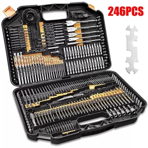 246pc HSS Drill Bit Set Screwdriver Bits Storage Case DIY for Wood & Metal - Picture 1 of 16