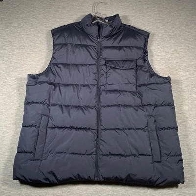 Old Navy Vest Mens 2XL Tall Navy Blue Puffer Quilted Zip Front Go-Recycled Warm - Image 1 of 4