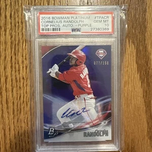 2016 Cornelius Randolph Bowman Platinum Purple Autograph PSA 10 GEM MT - POP 1 - Picture 1 of 2