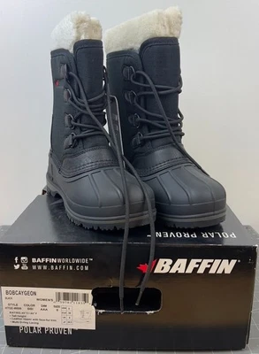 Botas de neve femininas Baffin Bobcaygeon tamanho. 8 preto impermeável isolado inverno - Imagem 1 de 4