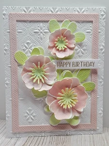 Handmade Greeting Card Keepsake Quality ocbrandy birthday peach framed floral - Picture 1 of 2