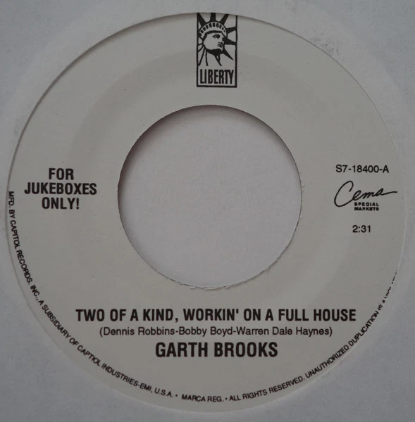 Garth Brooks - Two Of A Kind, Workin' On A Full House (7" Single) - Image 1 of 1