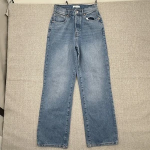 Retro Simone Wide Leg Jeans Sz 29 High Rise Denim Blue Cotton Y2K 90s Button Fly - Picture 1 of 11
