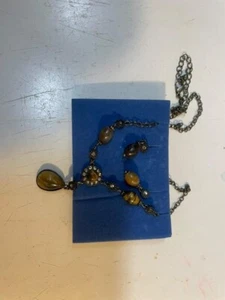 AVON 2008 Gift Set Genuine Tiger's Eye "Y" Necklace & Earrings Original Box - Picture 1 of 3