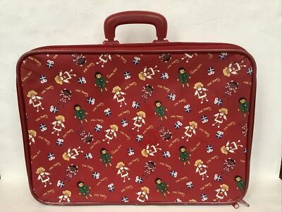Vintage Old Navy Red Vinyl Child’s Girl’s Zip Suitcase Dolls Gifts Handle - Image 1 of 4