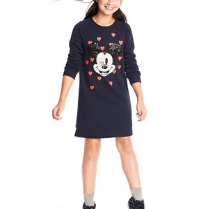Gap Disney Mickey Mouse Navy Blue Long Sleeves Sweatshirt Dress Girl Size 14 -16 - Picture 1 of 11