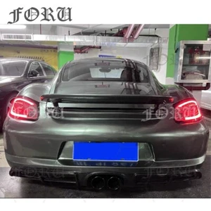 Real Carbon Fiber Rear Spoiler Lip Wing Black For 987 Porsche Cayman S 2006-2012 - Picture 1 of 8