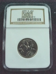 1999 D DELAWARE STATE QUARTER NGC MS 65 - Picture 1 of 3