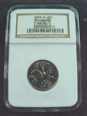 1999 D DELAWARE STATE QUARTER NGC  MS 65 - Image 1 of 3