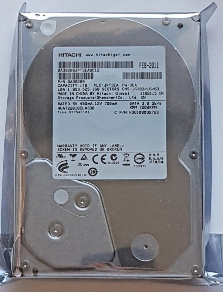 1 TB SATA Hitachi HUA722010CLA330 7200rpm 32MB HDD 3.5 " Internal Hard Drive New - Image 1 of 1