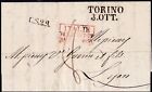 1837 ITALY Prestamp letter TORINO C.S.2.R & red boxed ITALIE PLEPONT-DE BEAUVOIS