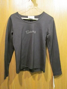 Christine Alexander Women Black Long Sleeve Sassy Rhinestone Top Size S NEW - Picture 1 of 6