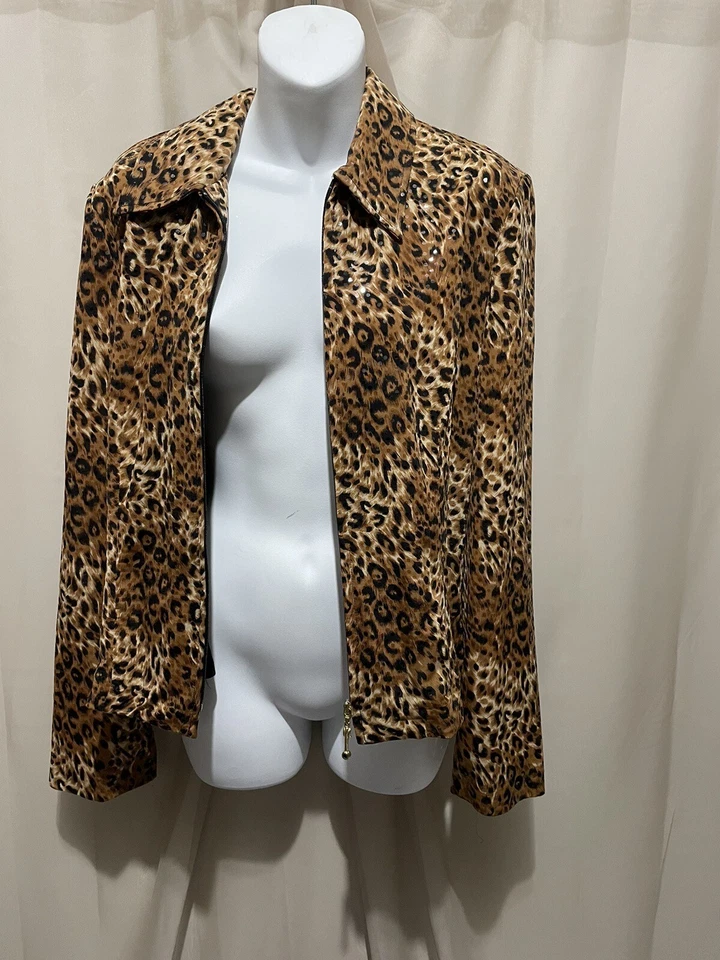 Joseph Ribkoff Animal Print Zip Front Short Jacket Women’s S/M - Image 1 of 4