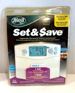 NEW Hunter Set & Save 7-Day Programmable Thermostat 44360 Heat Cool Indiglo LCD - Picture 1 of 2