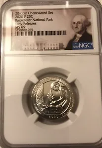 2020 P Rockefeller National Park Quarter Early Release NGC MS69 - Picture 1 of 4