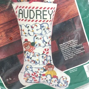 SNOW BEARS Bucilla Cross Stitch Stocking Kit 82141 NEW 18" - Picture 1 of 8