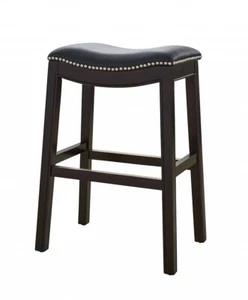 26 Black And Espresso Solid Wood Backless Counter Height Bar Chair - Picture 1 of 5