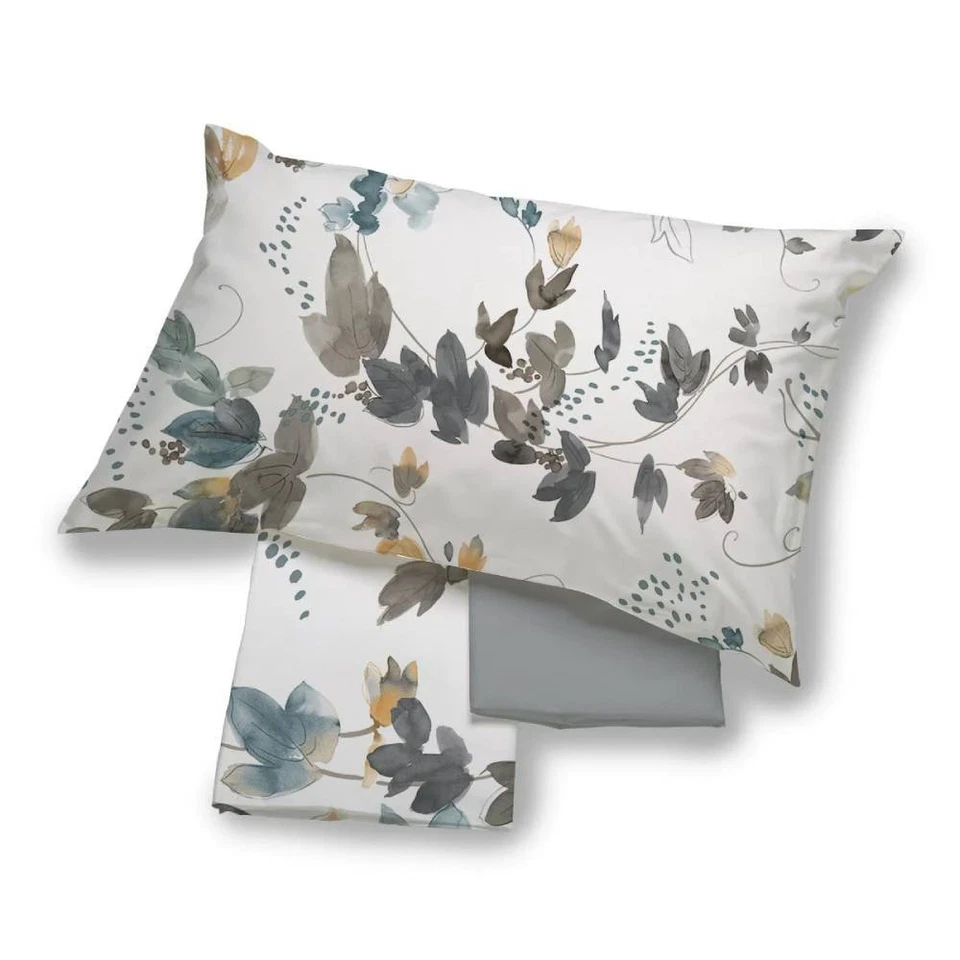 Lenzuola in flanella completo HAPPIDEA Lia fiori tortora - Immagine 1 di 1