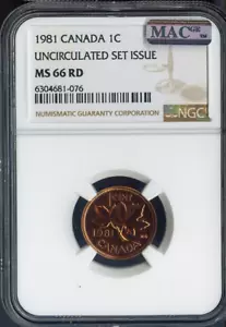 1981 Canada Small Cent NGC MS66 RD MAC - Quality - Picture 1 of 2