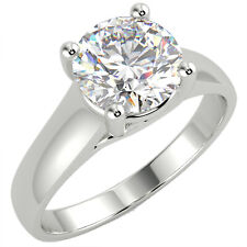 1.09 Ct Round Cut SI2/D Solitaire Diamond Engagement Ring 14K White Gold