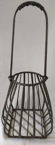 Artisan Crafted Heavyweight Metal Tapered Basket Industrial Style Rebar Welded - Picture 1 of 11