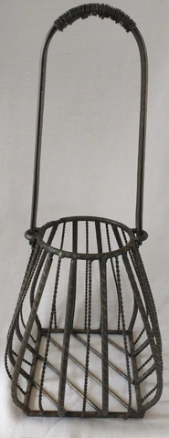 Artisan Crafted Heavyweight Metal Tapered Basket Industrial Style Rebar Welded Cover
