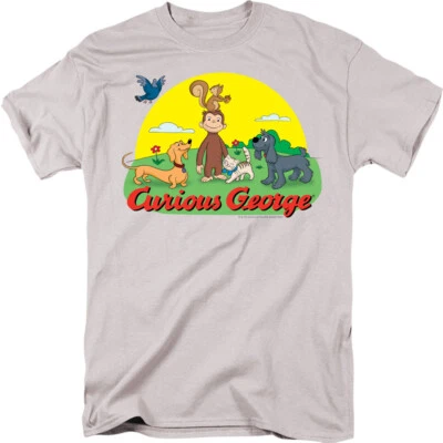 Camiseta gráfica con licencia para hombre adulto CURIOUS GEORGE SUNNY FRIENDS SM-3XL Foto 1 de 2